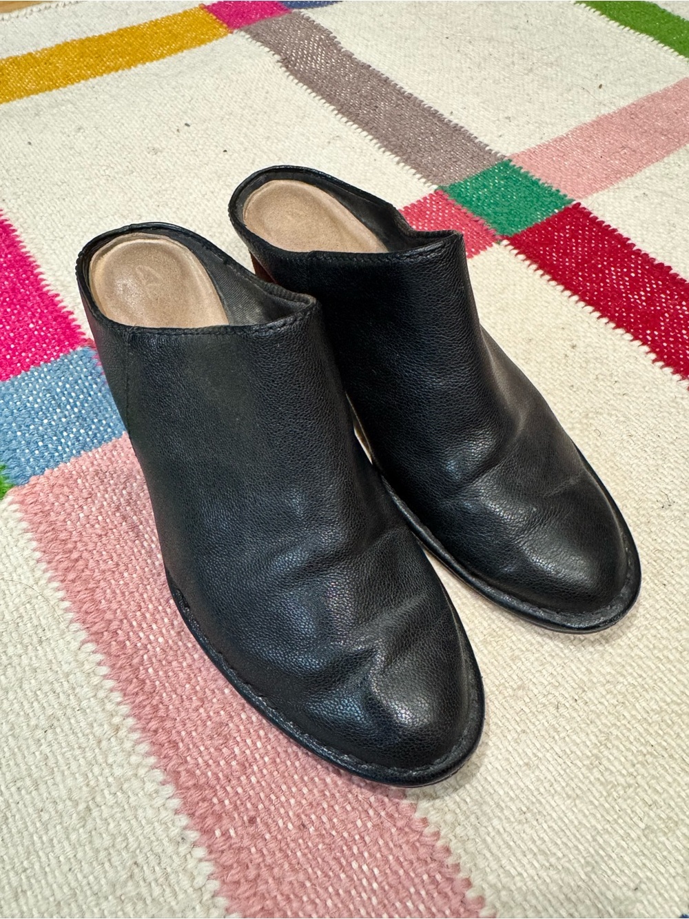 Clarks Black Leather Mule / Clog